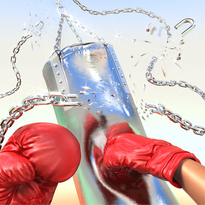 A person is punching a silver can that is breaking into pieces. AI generated content