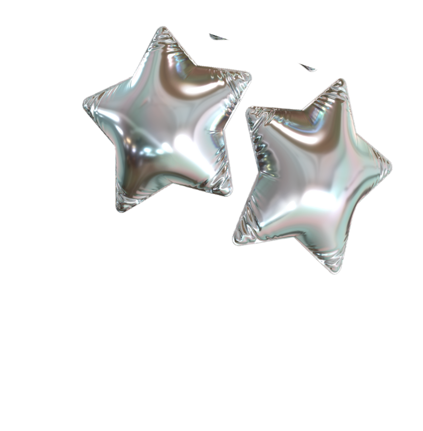 Six shiny stars are arranged in a row, reflecting light. AI generated content